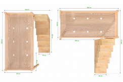 Lit mezzanine bois 90x200 Sylvia avec escalier cube