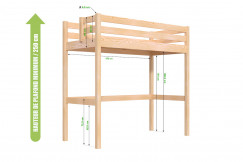 Lit mezzanine bois 90x200 Sylvia avec escalier cube