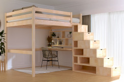 Cama alta Sylvia con estanteria escalera 160x200