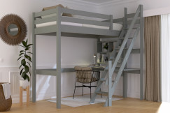 Letto a soppalco in legno Sylvia 90x200 con scala a mugnaio