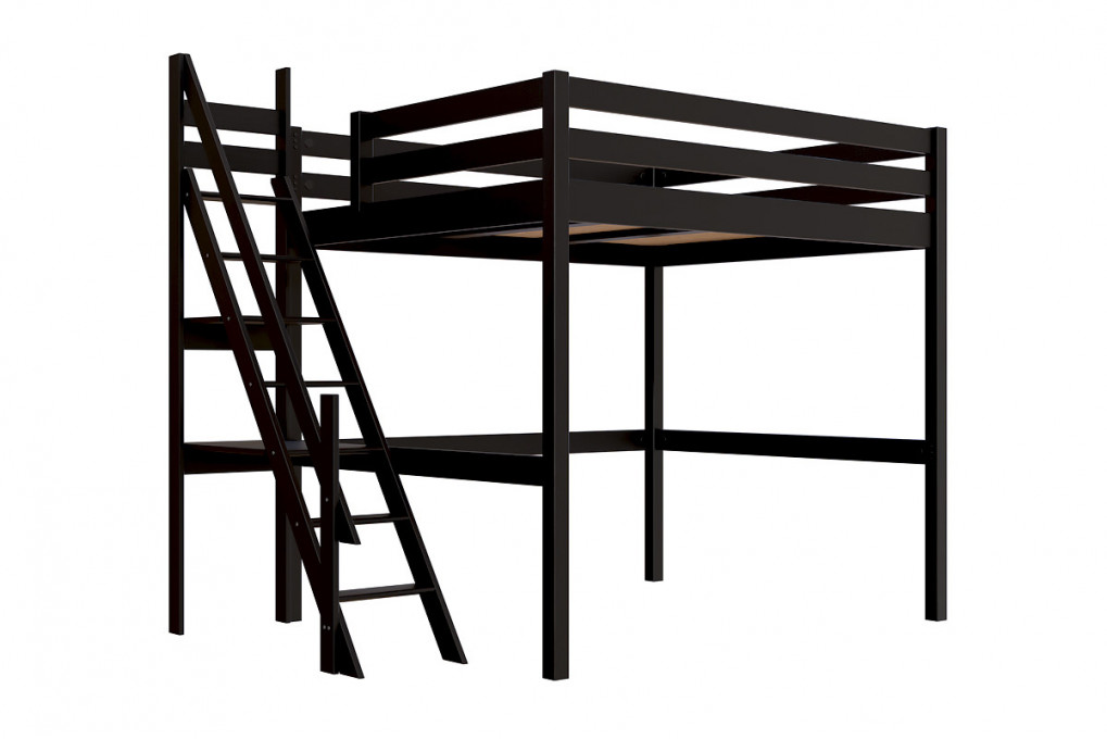 Lit Mezzanine bois 160x200 Sylvia avec escalier de meunier