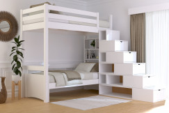 Lit mezzanine bois 90x200 Sylvia avec escalier cube