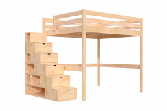 Cama alta Sylvia con estanteria escalera 160x200