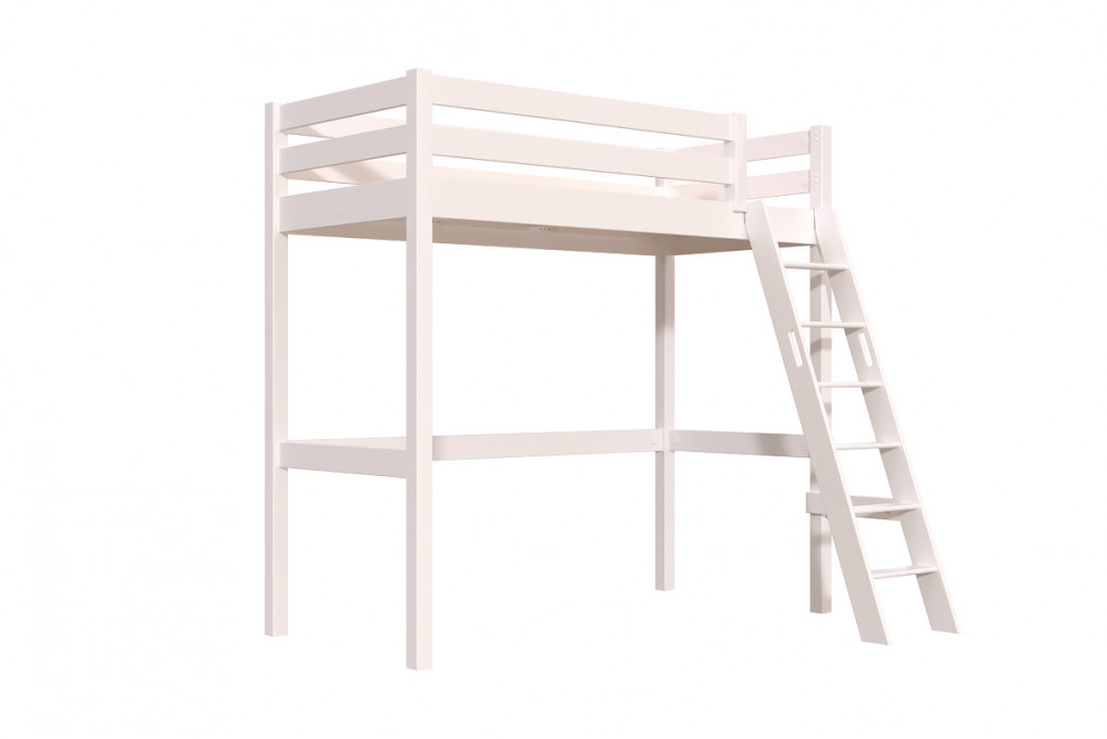 Lit mezzanine 1 place bois Sylvia 90x200 échelle inclinée