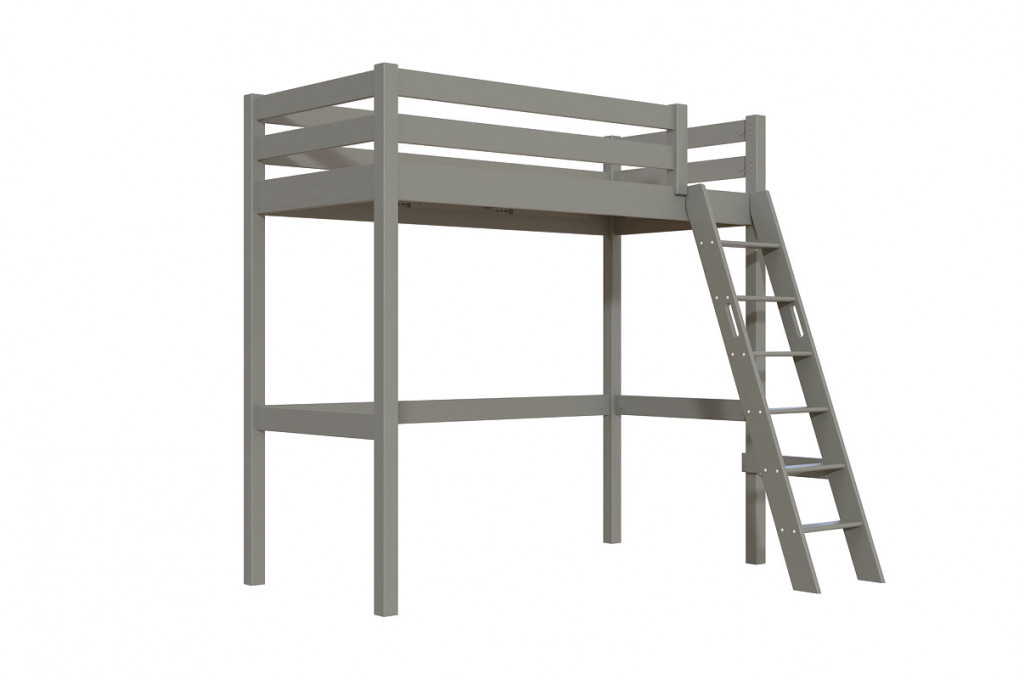 Letto a soppalco 90x200 legno con scala inclinata Sylvia