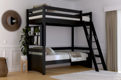 Letto a soppalco 90x200 legno con scala inclinata Sylvia