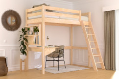 Letto a soppalco 90x200 legno con scala inclinata Sylvia