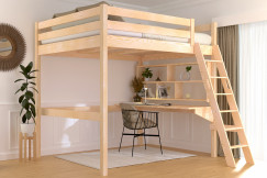 Cama alta de madera Sylvia 160x200 escalera inclinada