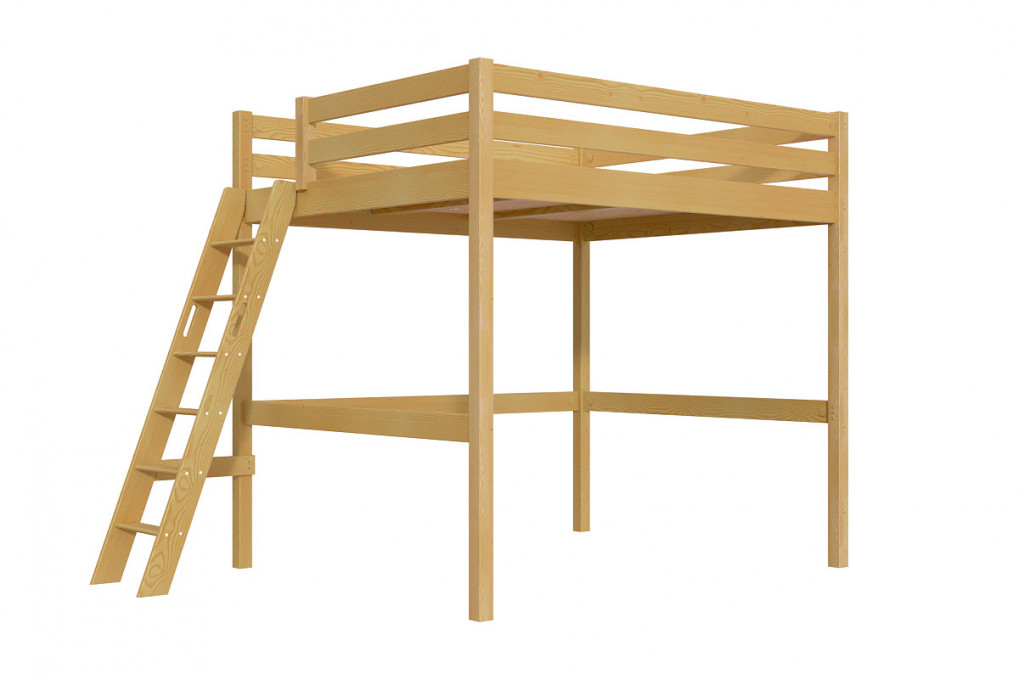Cama alta de madera Sylvia 160x200 escalera inclinada