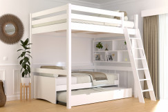 Lit mezzanine 2 places bois Sylvia 140x200 échelle inclinée