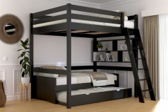 Lit mezzanine 2 places bois Sylvia 140x200 échelle inclinée