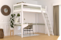 Letto a soppalco 90x200 legno con scala inclinata Sylvia