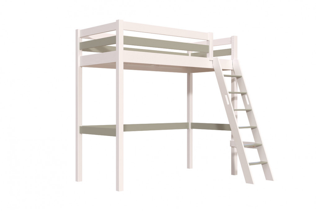 Lit mezzanine 1 place bois Sylvia 90x200 échelle inclinée