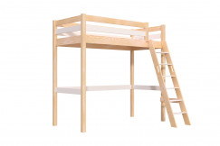 Letto a soppalco 90x200 legno con scala inclinata Sylvia