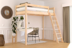 Letto a soppalco 90x200 legno con scala inclinata Sylvia