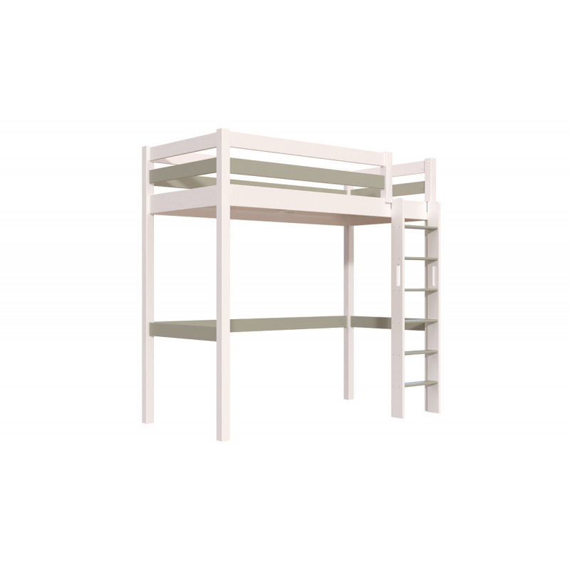 Lit en hauteur 1 place bois Sylvia 90x200 échelle droite