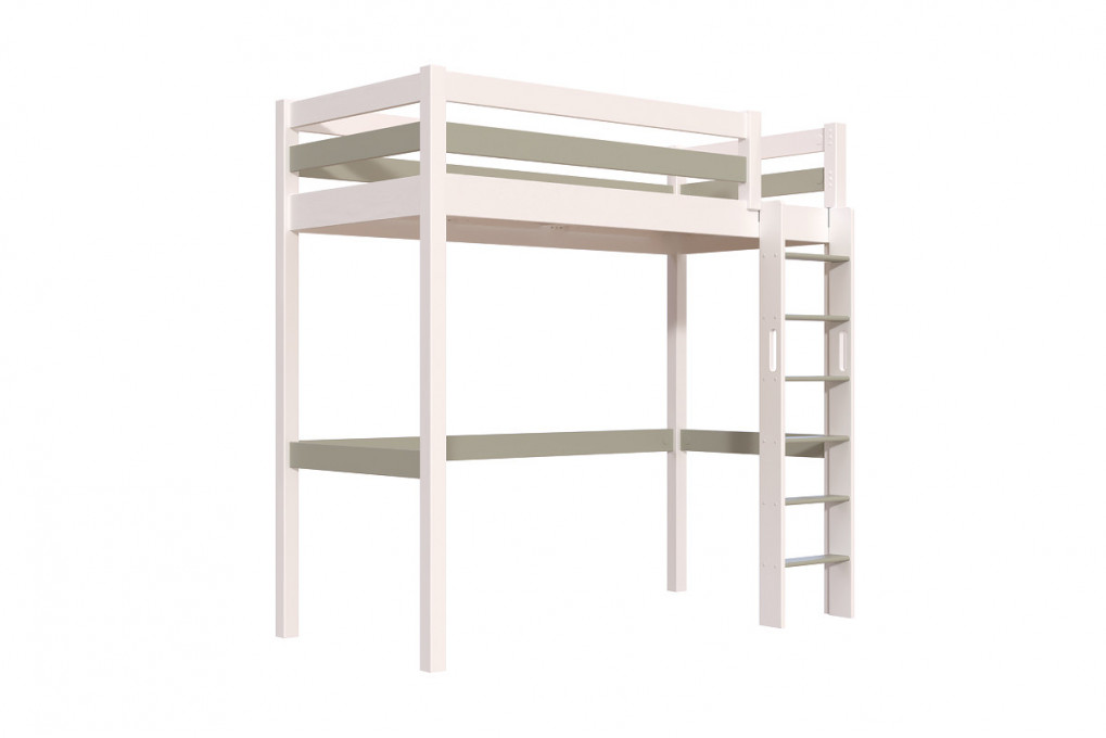 Lit en hauteur 1 place bois Sylvia 90x200 échelle droite