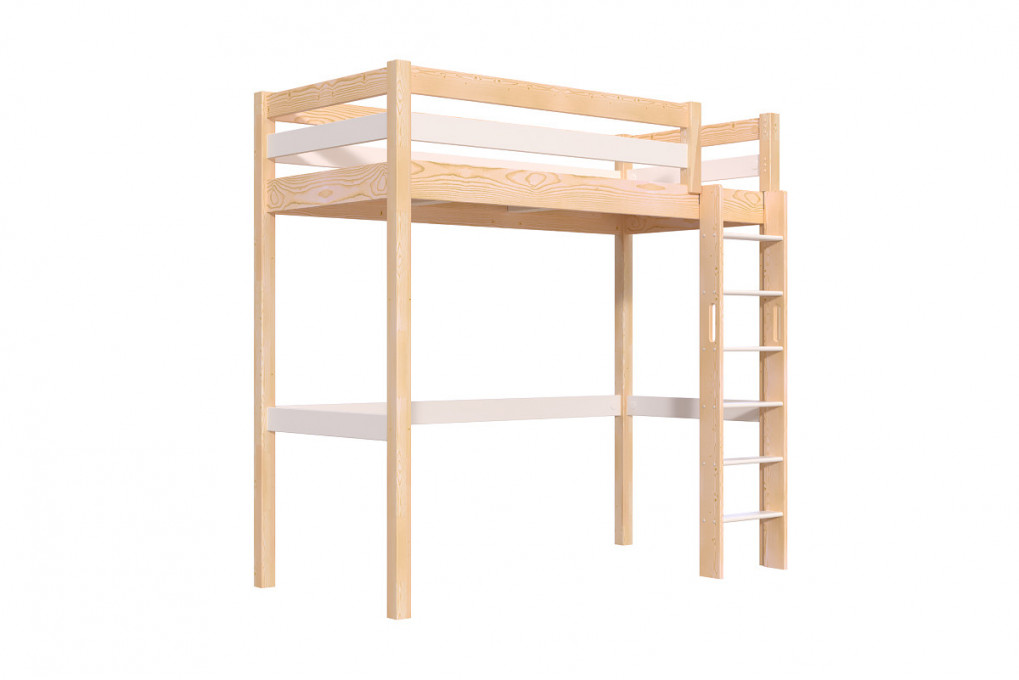 Lit en hauteur 1 place bois Sylvia 90x200 échelle droite