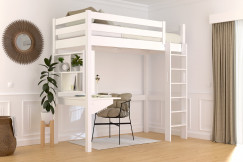 Lit en hauteur 1 place bois Sylvia 90x200 échelle droite