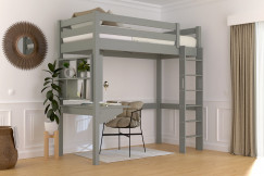 Lit en hauteur 1 place bois Sylvia 90x200 échelle droite