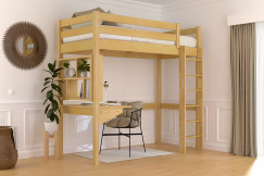 Lit en hauteur 1 place bois Sylvia 90x200 échelle droite