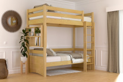 Lit en hauteur 1 place bois Sylvia 90x200 échelle droite