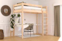 Lit en hauteur 1 place bois Sylvia 90x200 échelle droite