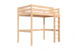 Letto rialzato singolo in legno Sylvia 120x190 con scala diritta