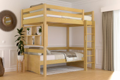 Letto rialzato singolo in legno Sylvia 120x190 con scala diritta