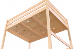 Letto rialzato singolo in legno Sylvia 120x200 con scaletta diritta