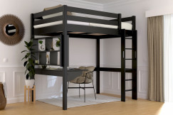 Letto rialzato singolo in legno Sylvia 120x200 con scaletta diritta