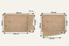 Letto a soppalco adulti legno 140x200 Alpage regolabile in altezza + scala a cubo