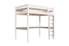 Letto rialzato singolo in legno Sylvia 120x190 con scala diritta