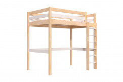 Letto rialzato singolo in legno Sylvia 120x190 con scala diritta