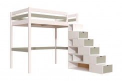 Hochbett holz mit Treppenregal Sylvia - 120x200