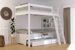 Wooden high sleeper bed Sylvia 120x200 inclined ladder