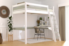 Wooden high sleeper bed Sylvia 120x200 inclined ladder