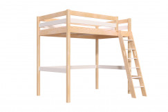 Wooden high sleeper bed Sylvia 120x200 inclined ladder
