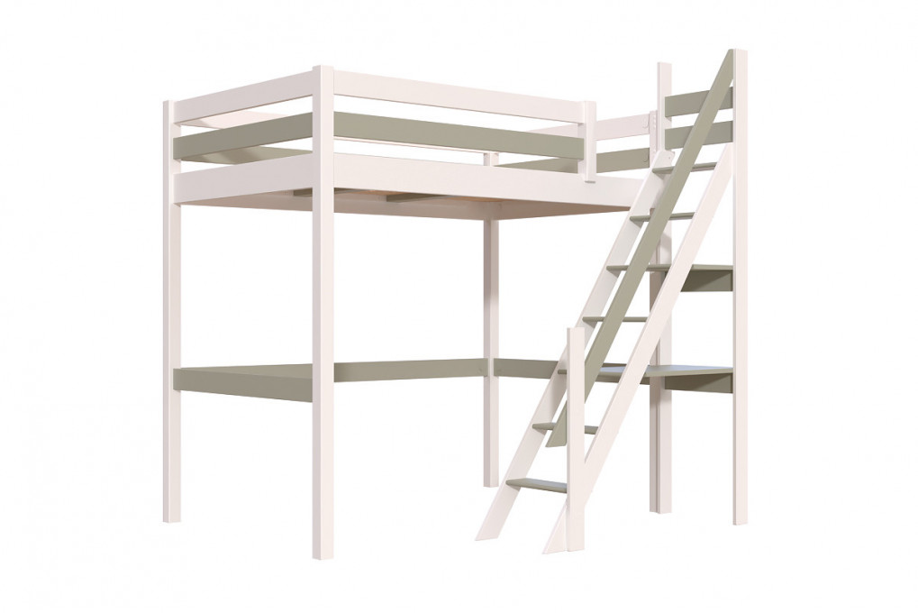 Letto a soppalco legno Sylvia 120x200 con scala di mugnaio