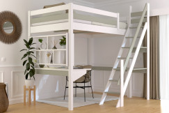 Letto a soppalco legno Sylvia 120x200 con scala di mugnaio