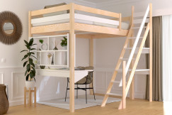 Letto a soppalco legno Sylvia 120x200 con scala di mugnaio