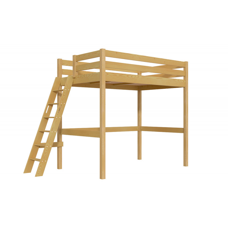 Lit mezzanine 1 place bois Sylvia 120x200 échelle inclinée