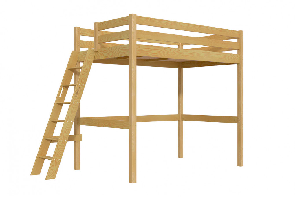 Lit mezzanine 1 place bois Sylvia 120x200 échelle inclinée