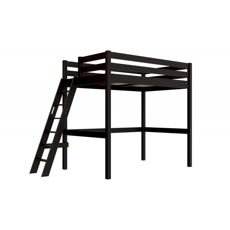 Letto a soppalco legno con scala inclinata Sylvia - 120x200