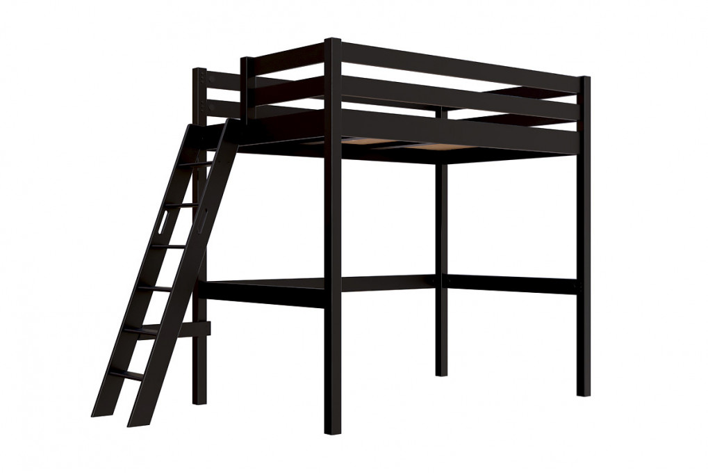 Letto a soppalco legno con scala inclinata Sylvia - 120x200