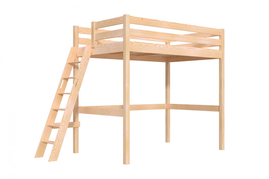 Lit mezzanine 1 place bois Sylvia 120x200 échelle inclinée