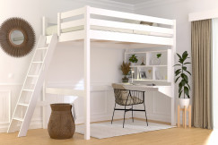 Lit mezzanine 1 place bois Sylvia 120x200 échelle inclinée