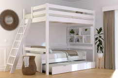 Lit mezzanine 1 place bois Sylvia 120x200 échelle inclinée