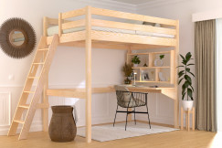 Lit mezzanine 1 place bois Sylvia 120x200 échelle inclinée