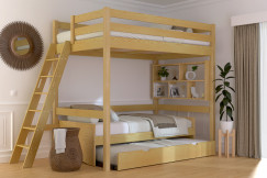 Lit mezzanine 1 place bois Sylvia 120x200 échelle inclinée